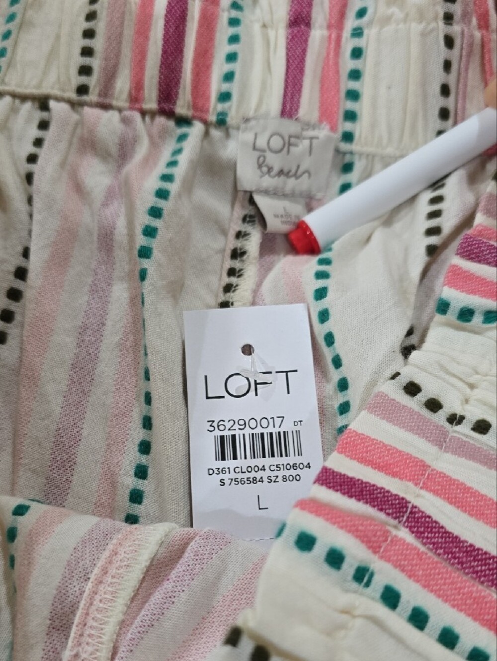 NWT-LOFT Pink Striped Pants - Picture 7 of 9